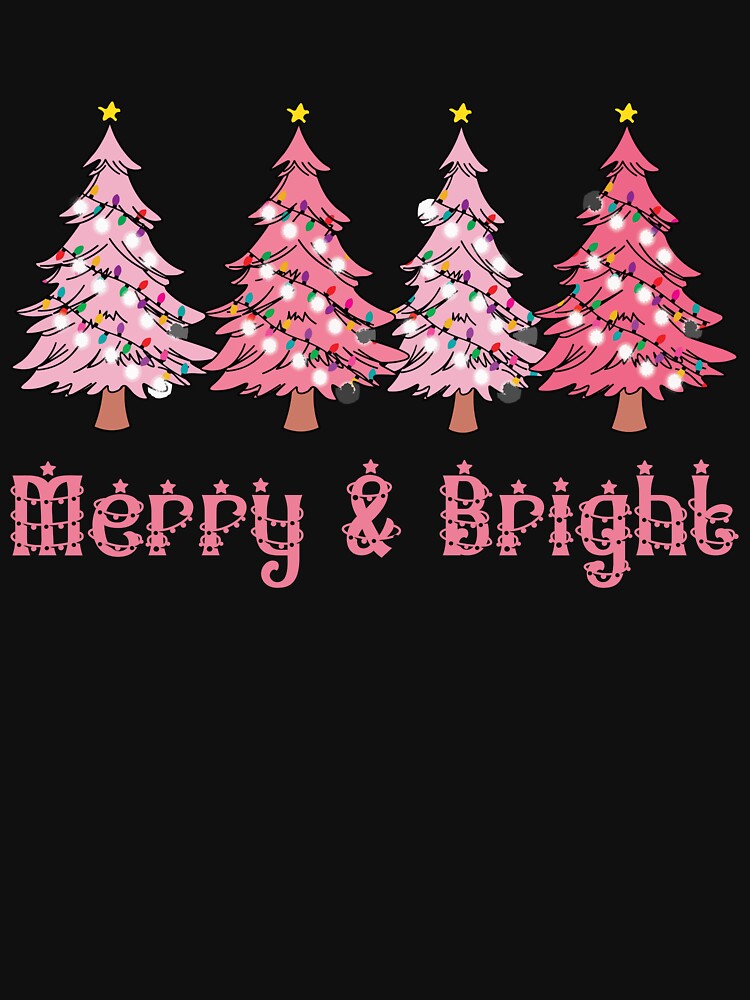 Merry and Bright Pink Christmas Trees by Jeallan Designs