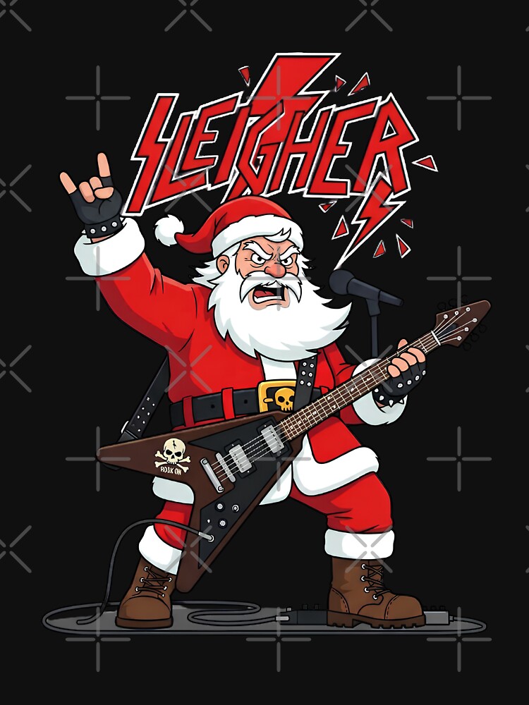 Copy of Sleigher Santa Claus Rock On Goth Heavy Metal Christmas Quote by w66aboo