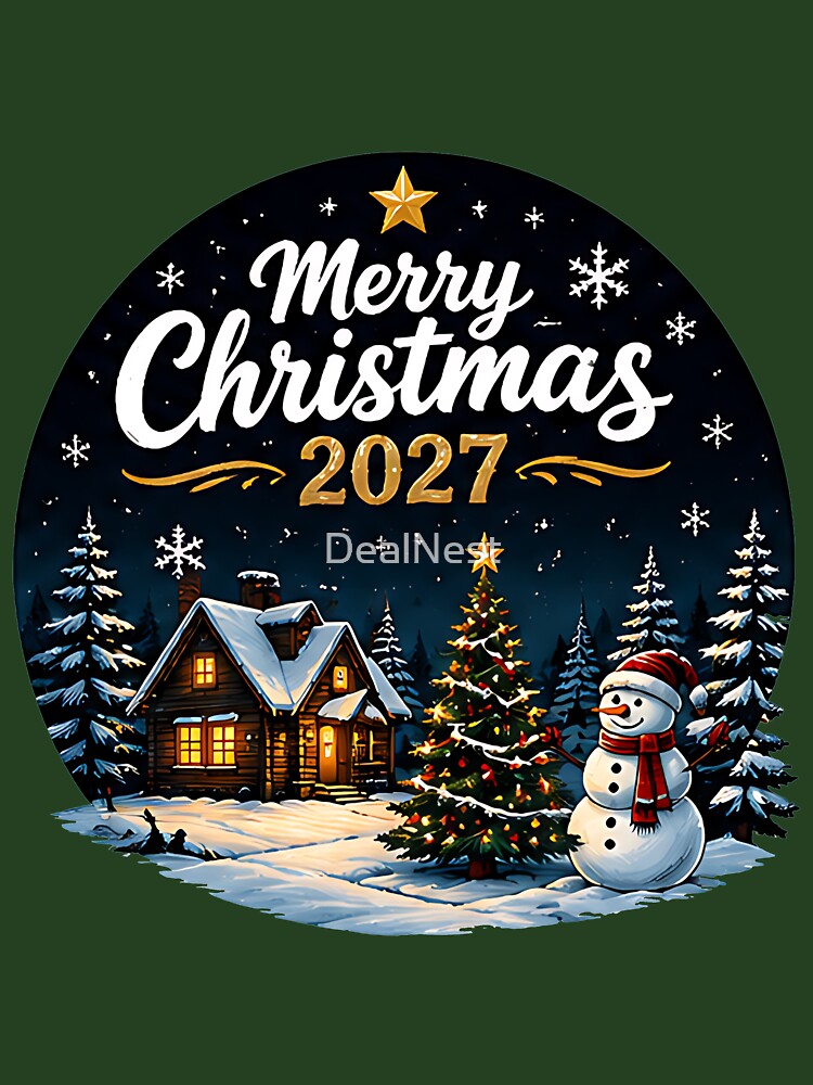 Merry Christmas 2027 Winter Cabin T-Shirt by DealNest