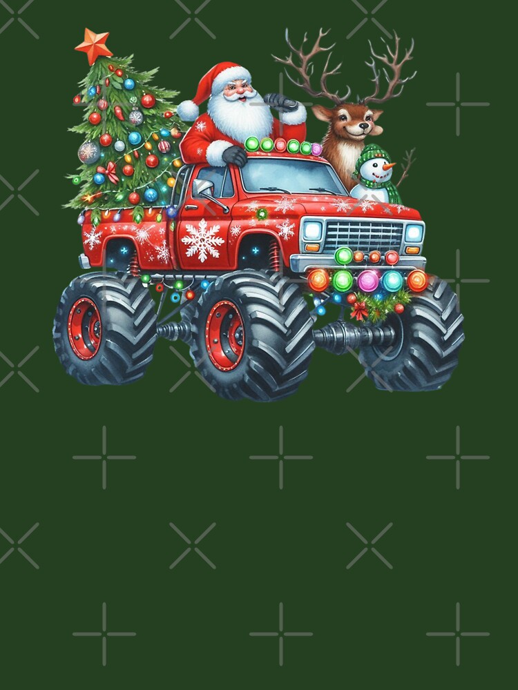 Monster Truck Christmas Santa Reinder Trucks for Boys by SarahFinnDesign