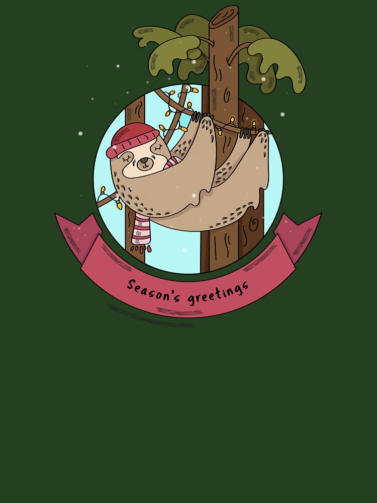 Cozy Sloth Season’s Greetings by 3nityoneart