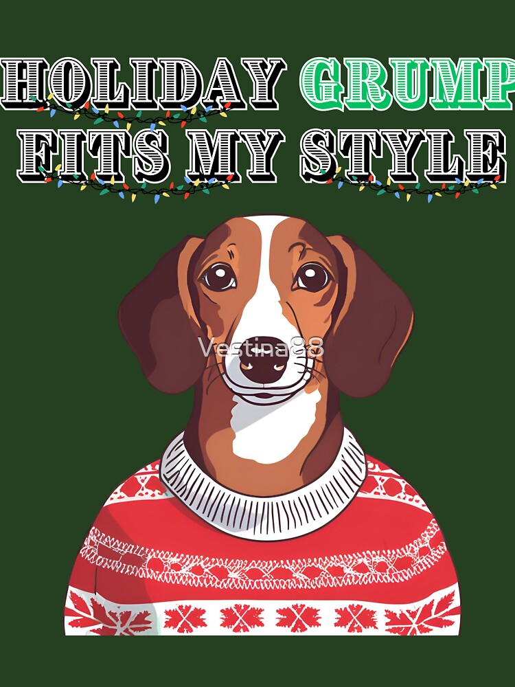 Holiday Grump Dachshund with Christmas Sweater by Vestina88