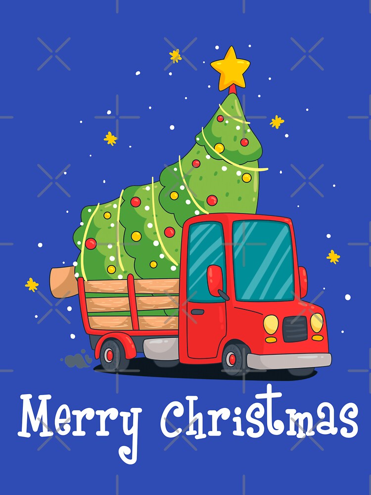 Merry Christmas Kids -  Red Truck Christmas With Tree by MagicBoutique