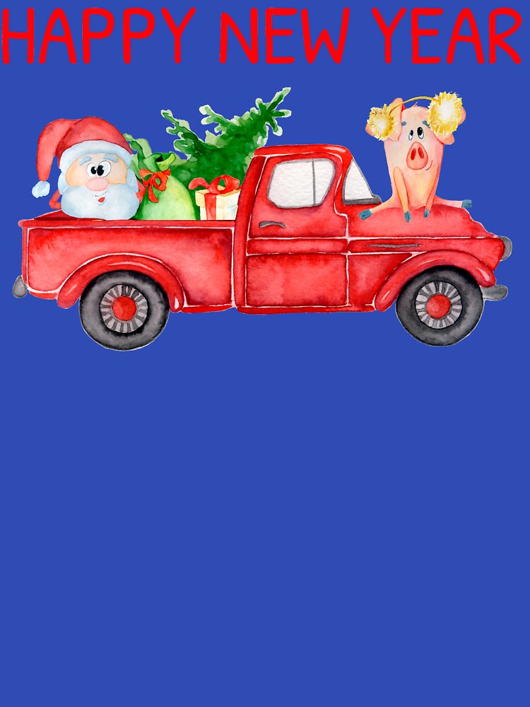 Old Red Truck - Year of the Pig 2019 - Chinese Lunar New Year by Maryna Denysenko