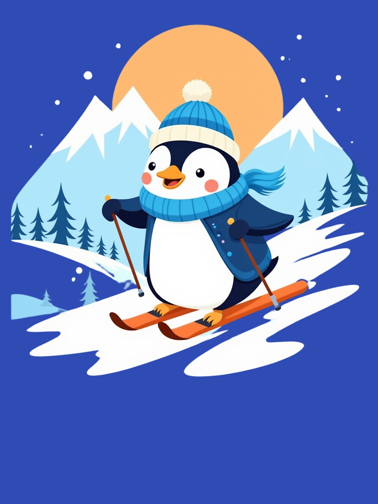 Happy Skiing Penguin - Winter Fun by NaurinDin