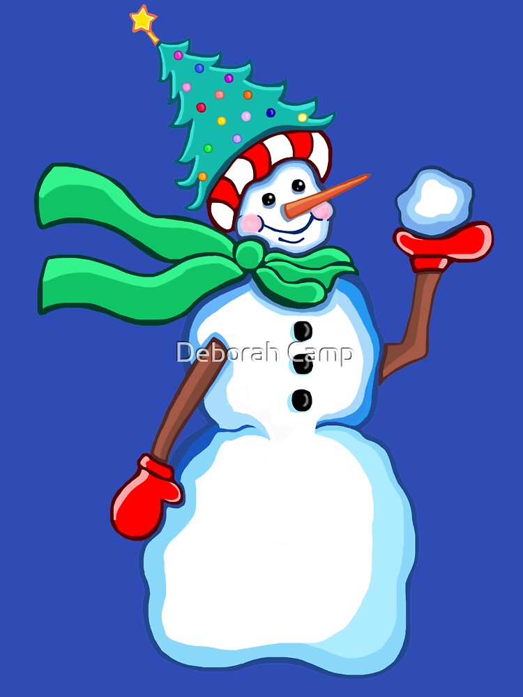 Cute Snowman with Tree Hat by Deborah Camp