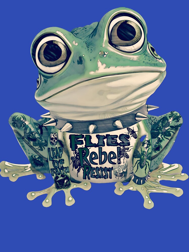 Gothic Rebel Punk Frog Design | Cool Tattood Frog With Spiked Collar Graphic by DopeStick