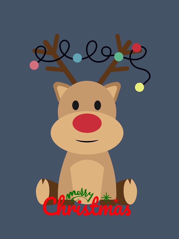 Cute Christmas Reindeer Kawaii Holiday Design by     Sela Art