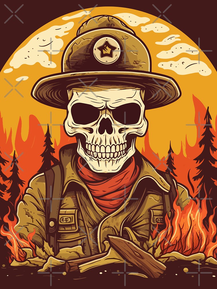 Skull Firefighter in a Wildfire by ChelaDesigns