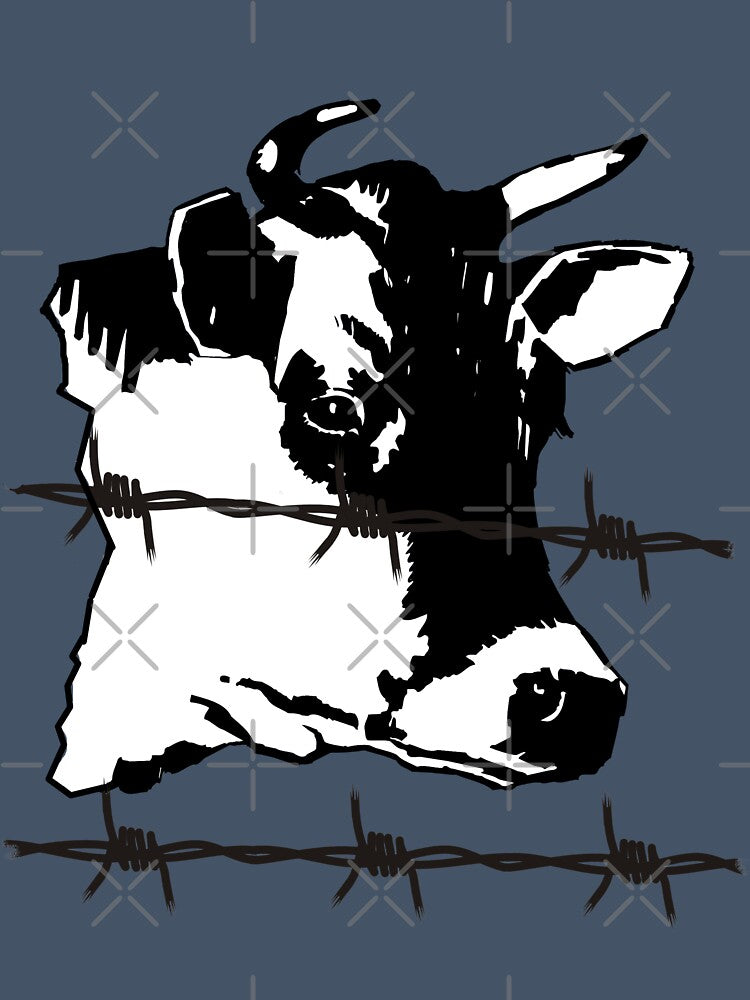 Cow Print - Funny Cow Barbed Wire Hipster by Crow and Monkey