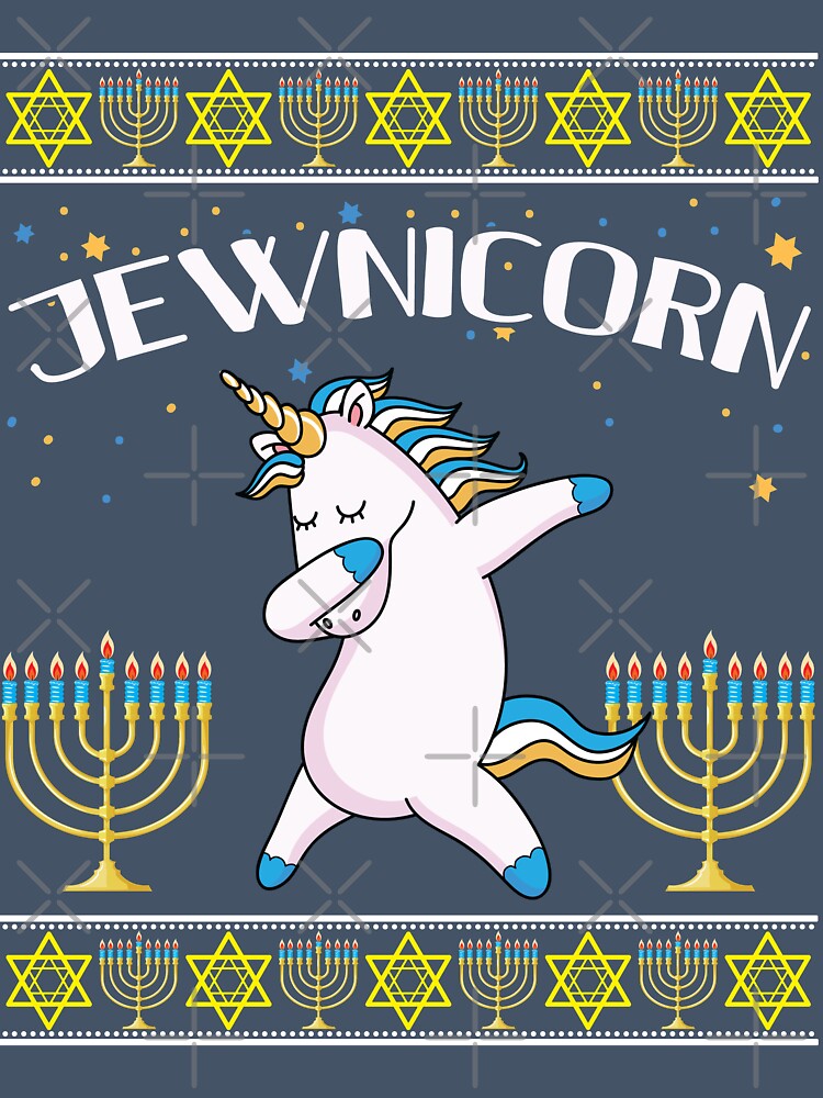 Jewnicorn Jewish Unicorn Hanukkah Gift Deck  Ugly Christmas Sweater by maindeals