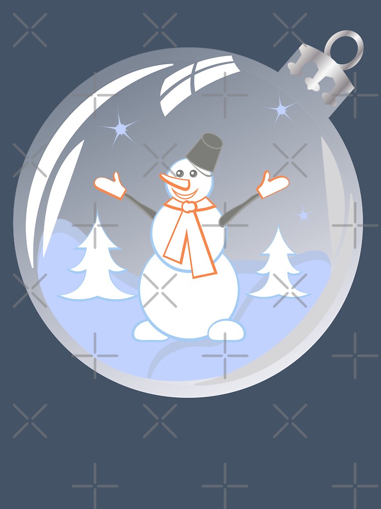 Happy snowman in glass Christmas bauble by CutieBlue