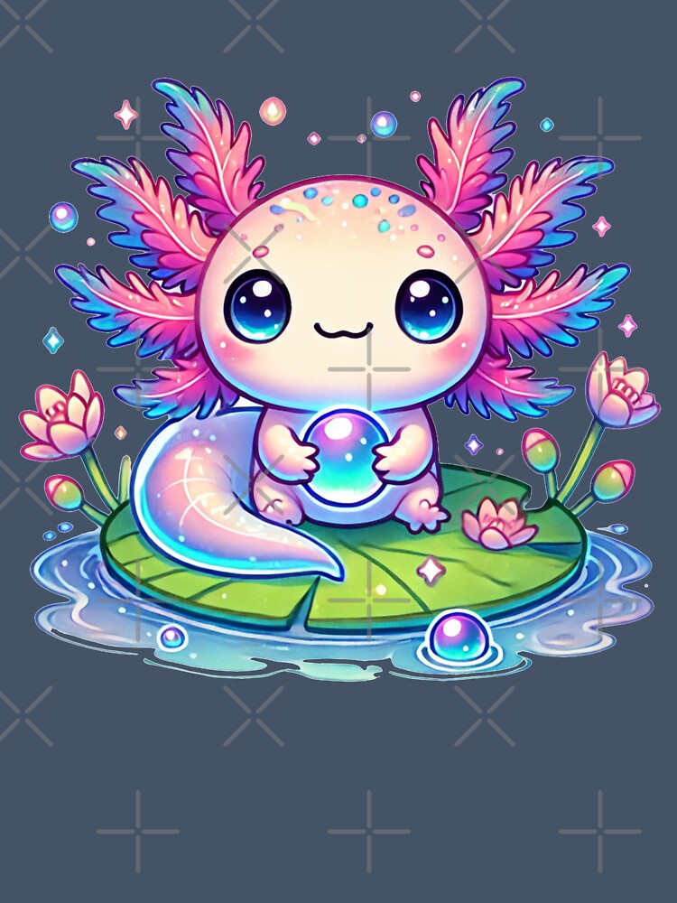 cute axolotl holding a bubble by JonelleTshirts