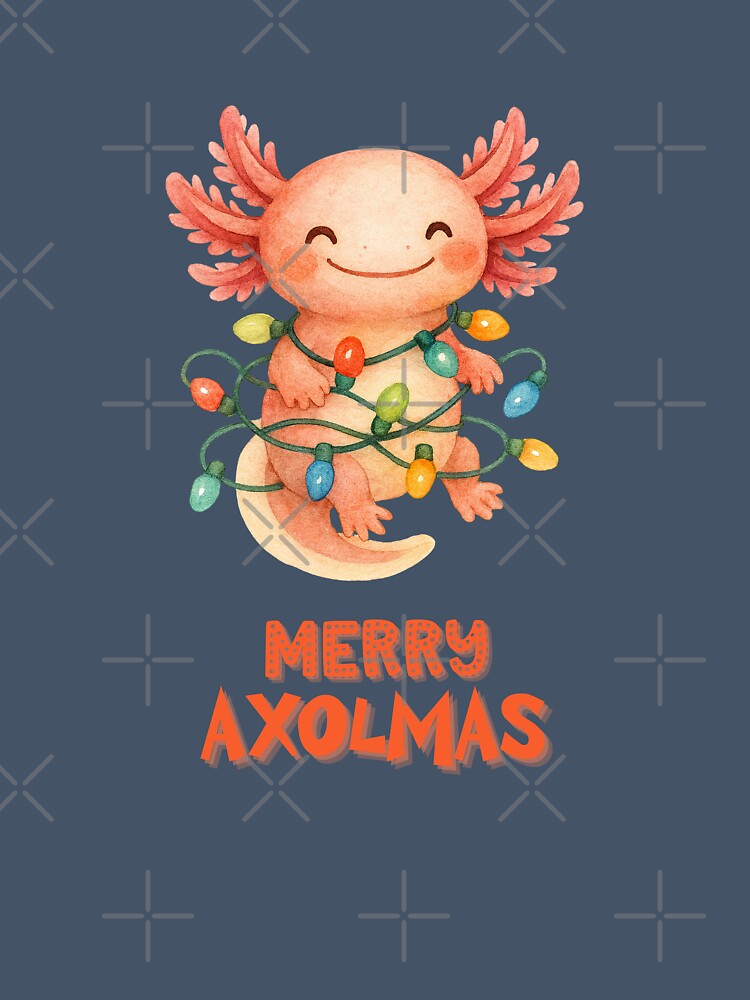 Merry Axolmas cute axolotl with Christmas lights by FatBirdie