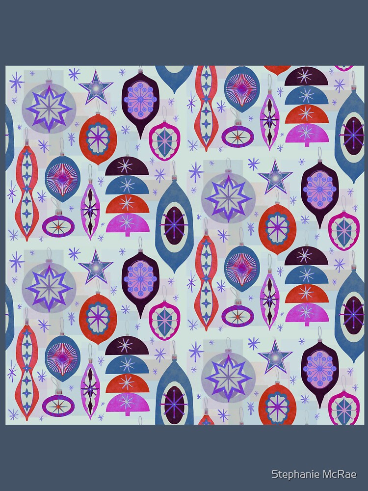 Purple and Navy Retro Ornament Pattern by Stephanie McRae