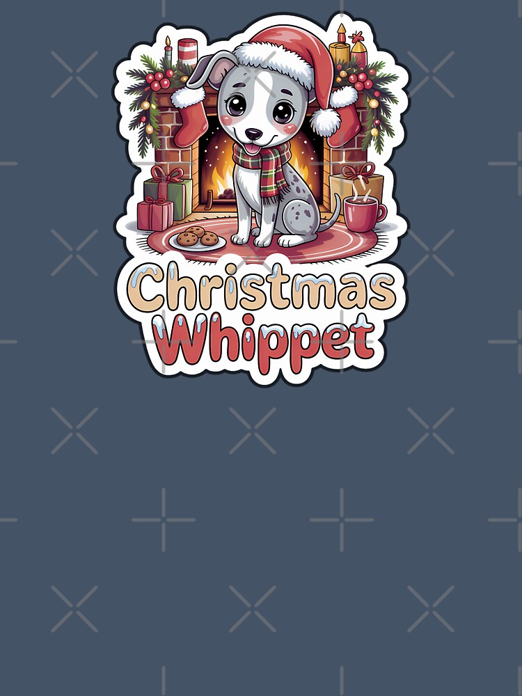 Christmas Whippet Dog Sticker – Cute Cozy Christmas Dog by Fireplace with Gifts and Cookies by Nuist25