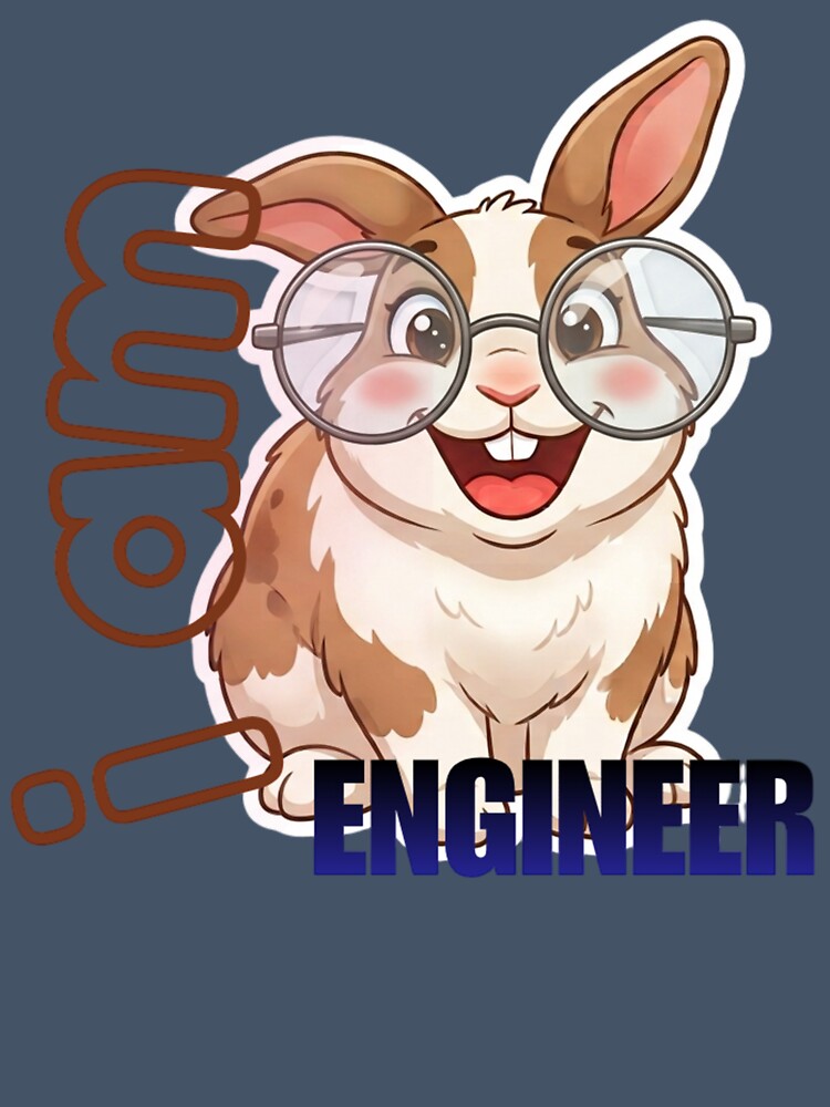 I Am Engineer Funny Bunny | Cute Rabbit with Glasses Engineer Pride Cartoon Shirt by Yesss-Mau