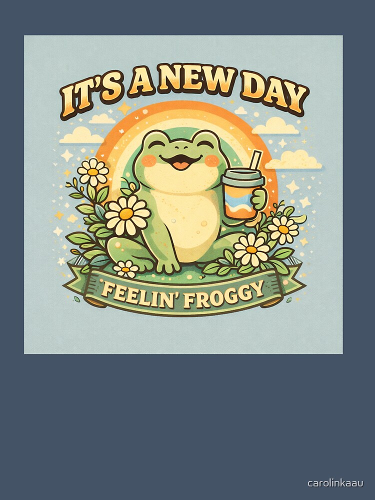 Feelin’ Froggy – Cute Retro Frog Positive Vibes Graphic by carolinkaau