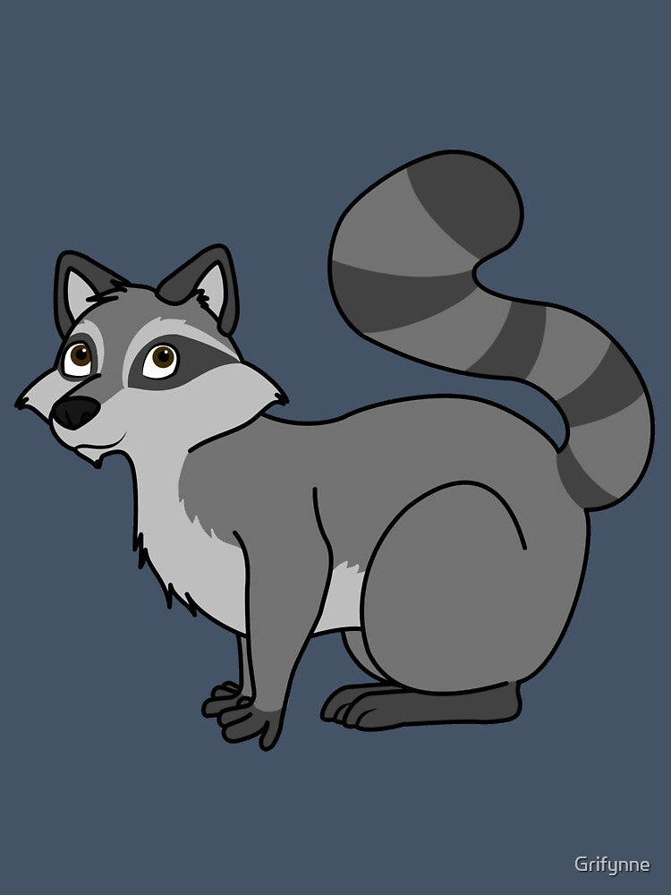 Silver Raccoon with Striped Tail by Grifynne
