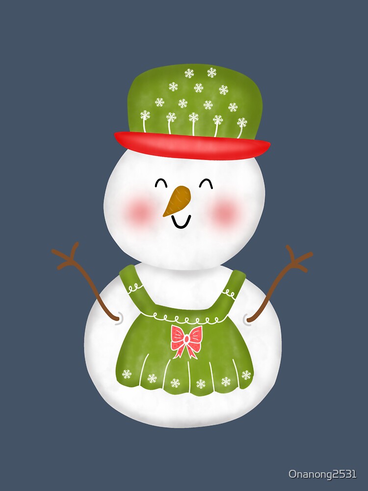 Cute Snowman with green dress by Onanong2531