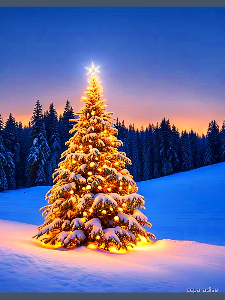 Lighted Yule Tree In Winterblue by Earth Nature Creations