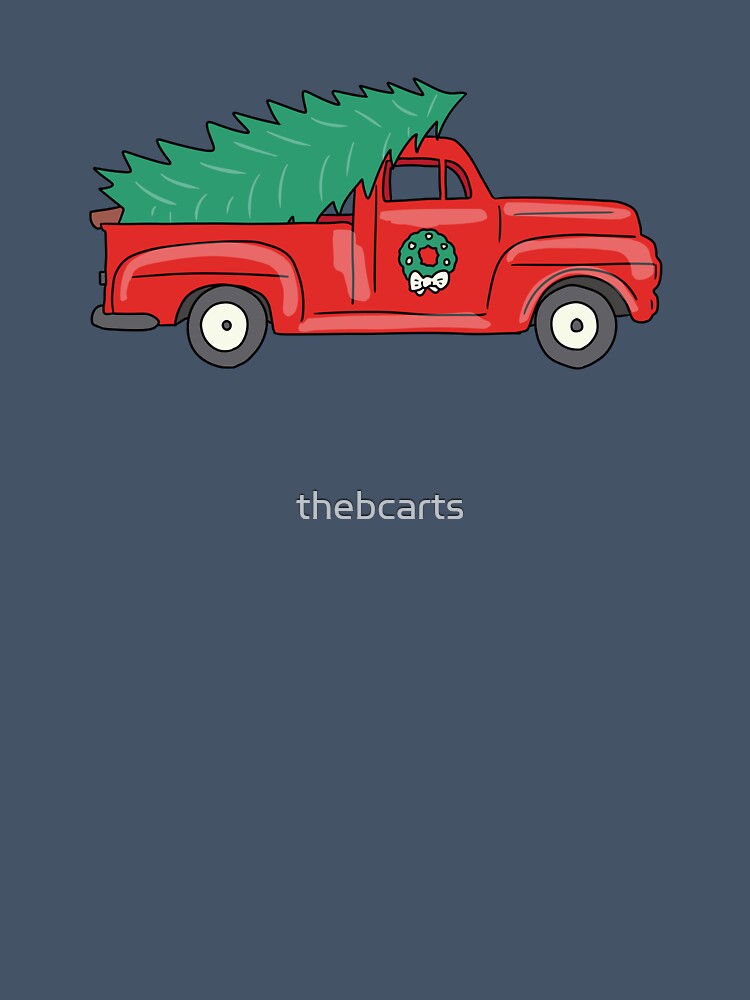 Little Red Truck Hauling a Christmas Tree by thebcarts