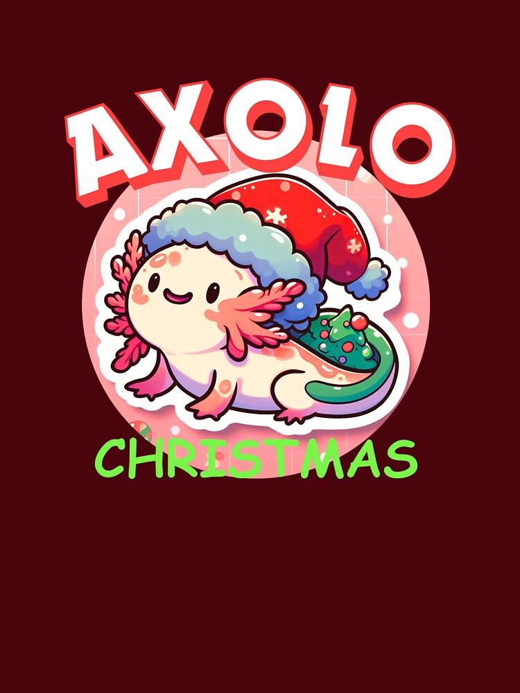 Cute and smiling Christmas Axolotl celebrating Christmas by Mr Pyuku