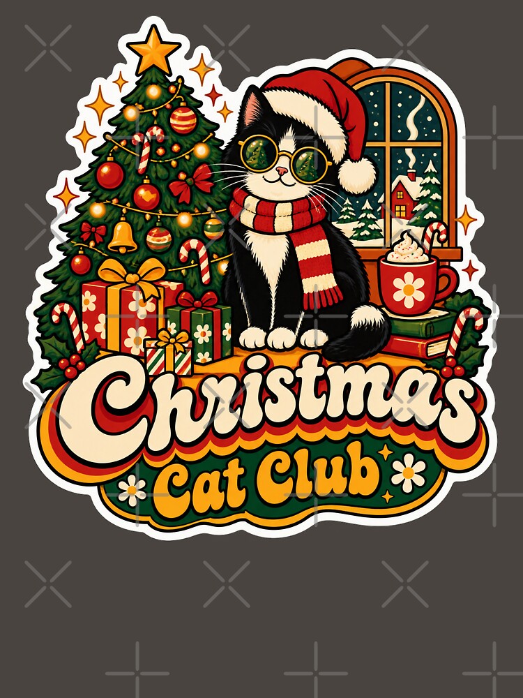 Retro Christmas Cat Club 70s Holiday by Retro Whiskers