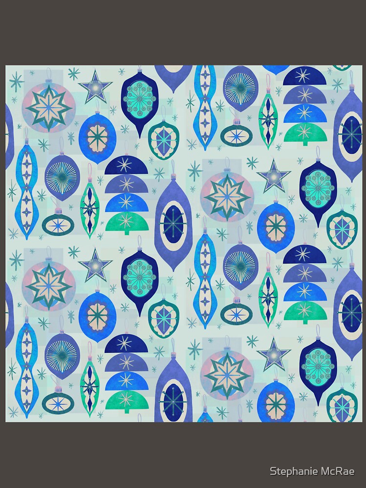 Blue and Turquoise Retro Ornament Pattern by Stephanie McRae