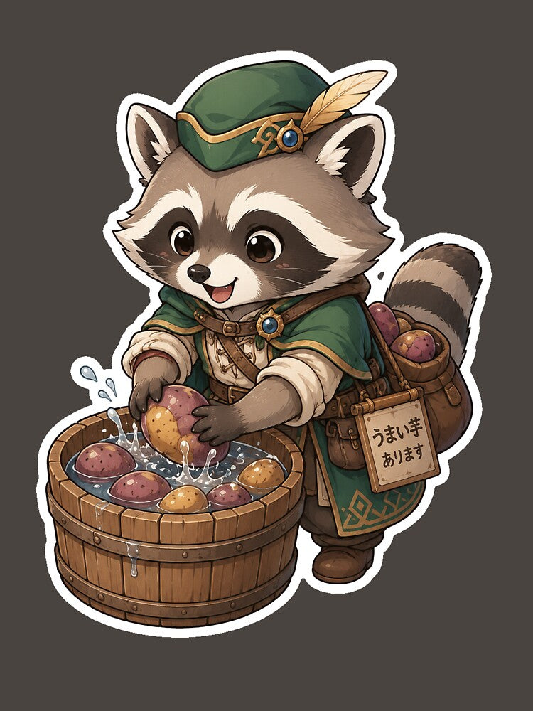 Raccoon selling delicious potatoes by HD3284