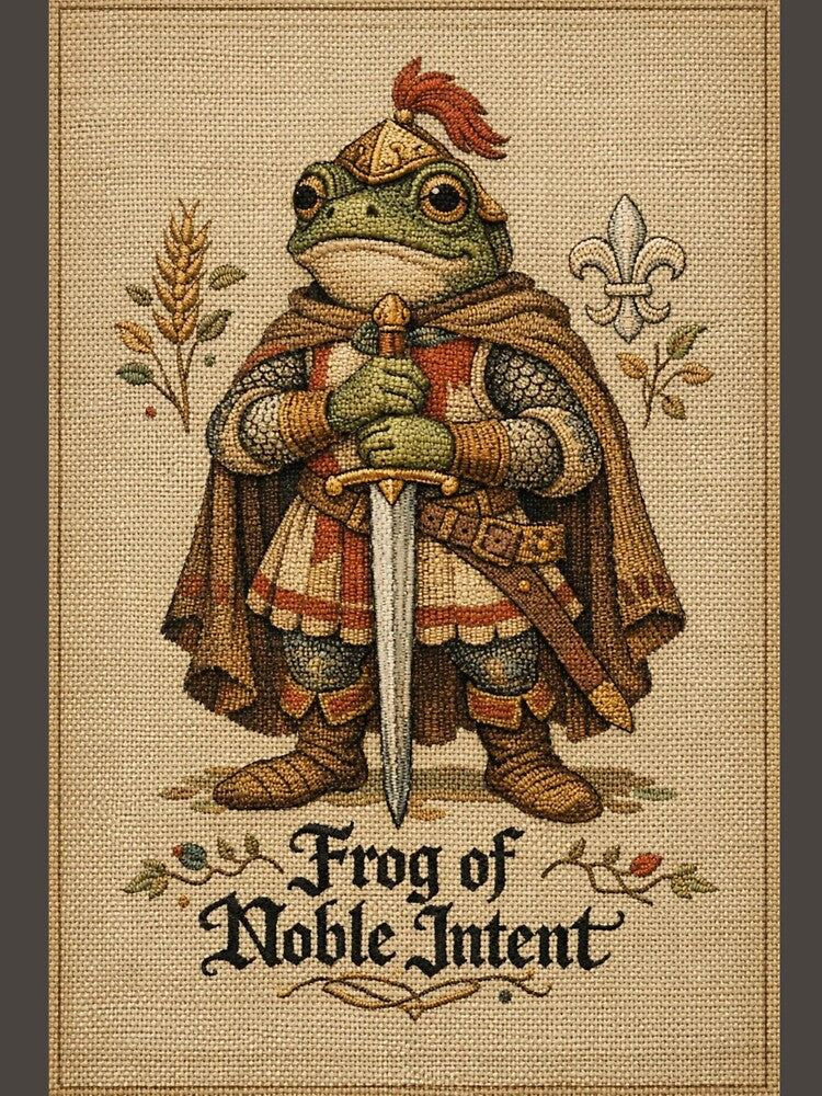 Cute Frog Knight Funny Shirt | Cottagecore Embroidered Animals by doinitzart