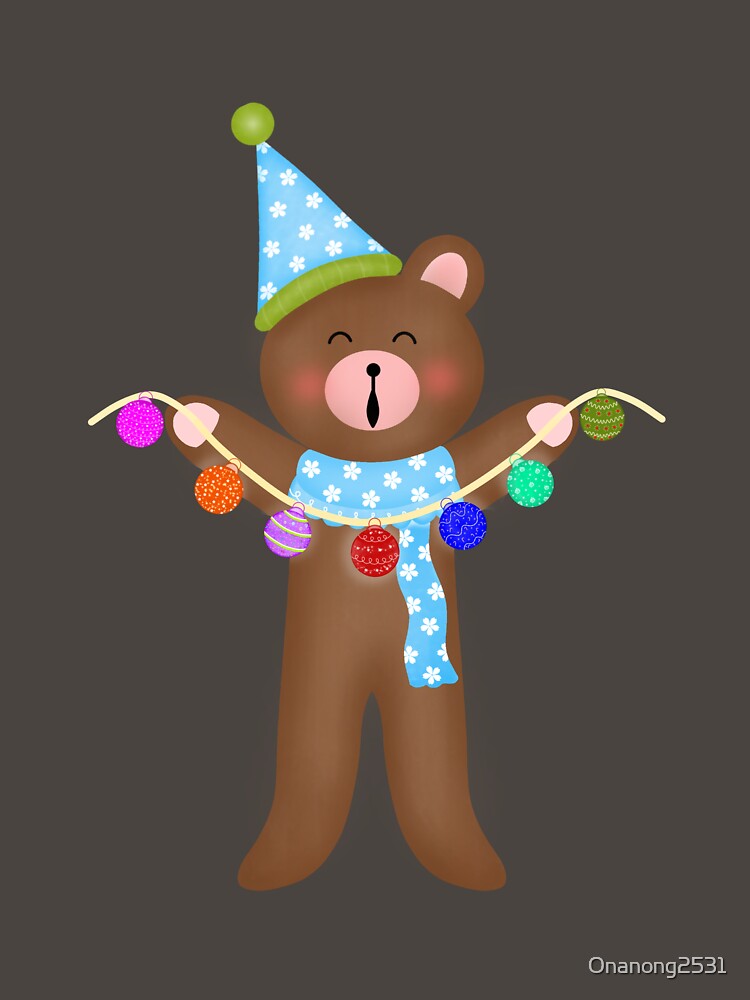 Cute teddy bear with christmas ball by Onanong2531