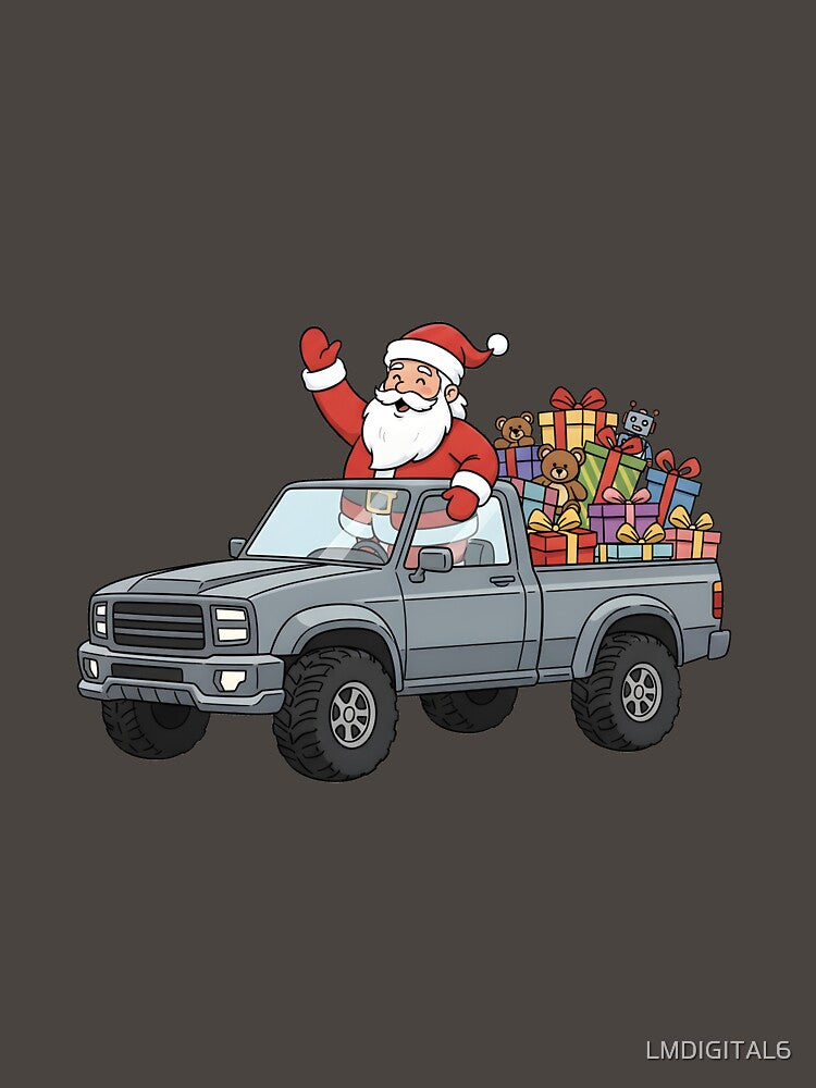 Santa Claus in Pickup Truck with Gifts – Christmas Design by LMDIGITAL6
