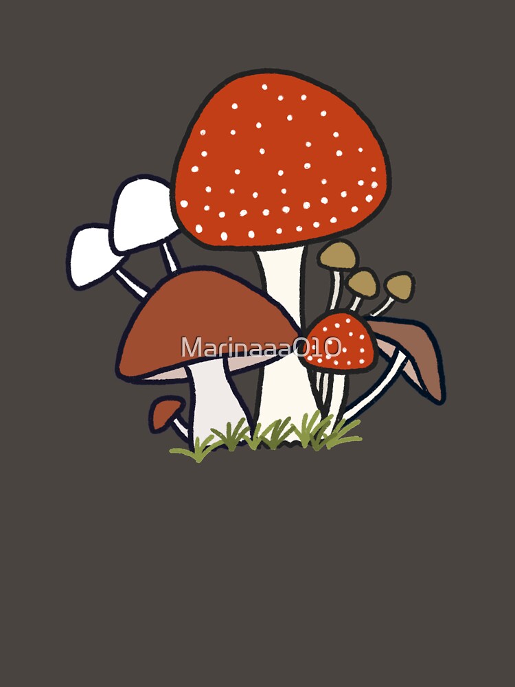 Simple Cute Mushrooms Kawaii Anime Cottagecore Forest Minimal Art by Marinaaa010
