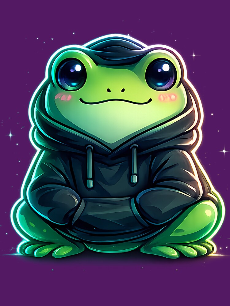 Copy of Just Vibing Neon Frog – Cute Cyber Aesthetic Frog in Hoodie by Culture Atlas