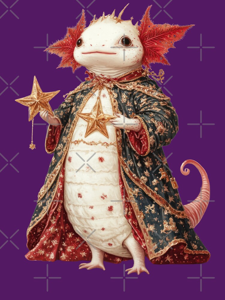funny axolotl, celebrating Christmas, funny Christmas design by Mauswohn