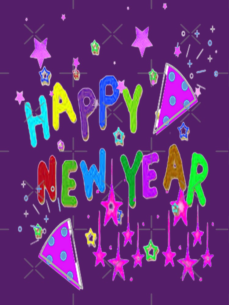 Happy New Year Colorful Playful Happy Lettering Design,3, Howdy New Year,New Years Celebration, New Years Eve Countdown by Adri Barnard