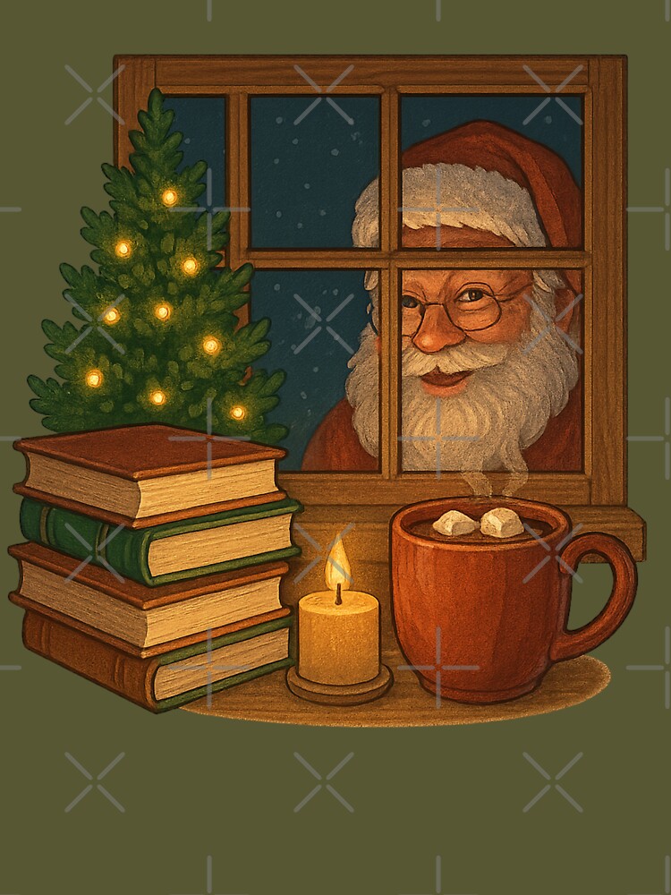 He Sees What You’ve Been Reading - Cozy Christmas Book Nook Scene by I AM BRO
