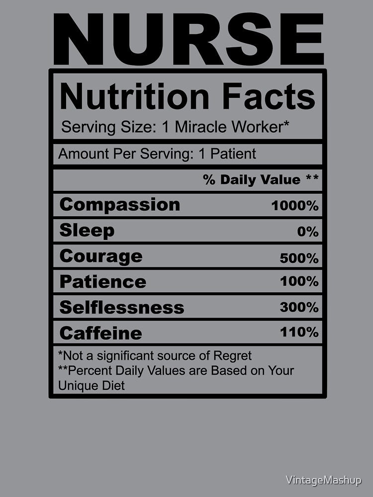Nurse Nutrition Facts, Nurse Gift, Cute Gift For Nurse by VintageMashup