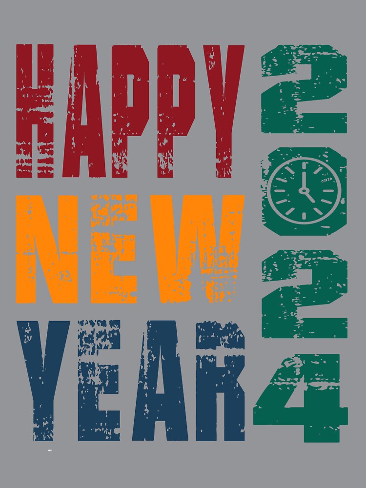 Happy New Year 2024 Distressed Color by ArtMeetsPizza