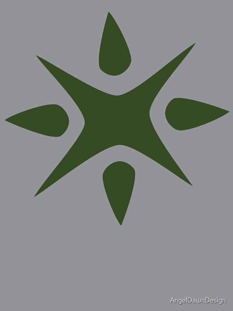 Large Geometric abstract snowflake in forest green by AngelDawnDesign