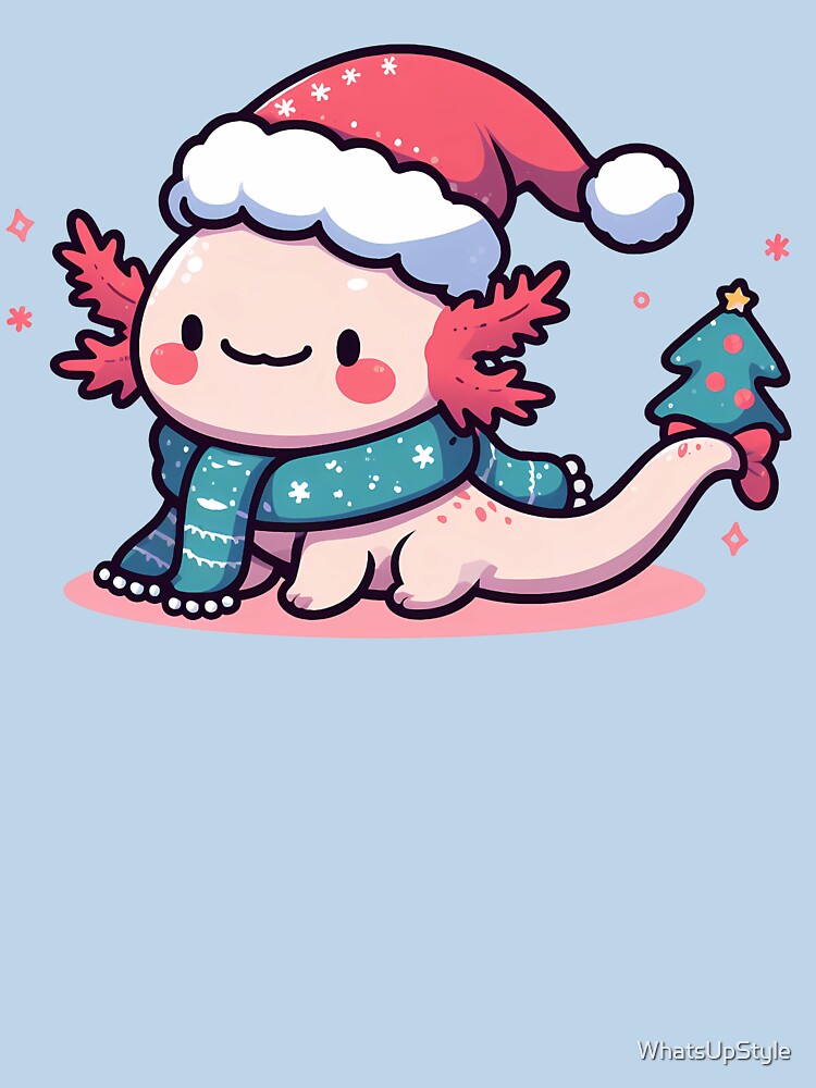 Holiday Axolotl, Festive Christmas Pink Salamander by WhatsUpStyle
