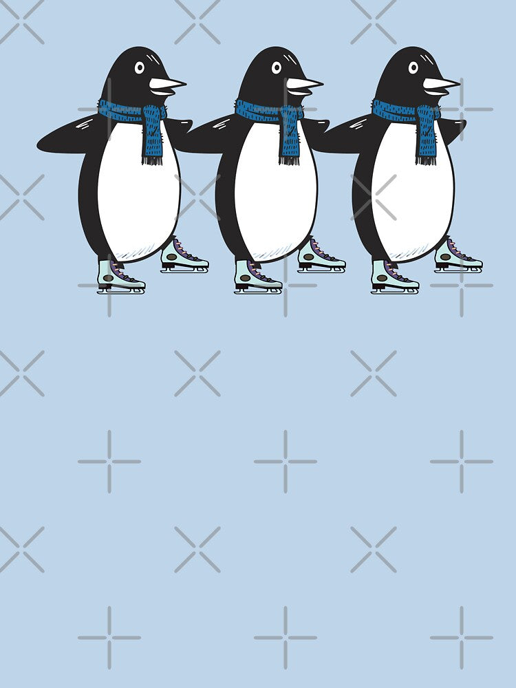 Penguins skiing on the snow by Donutlovers