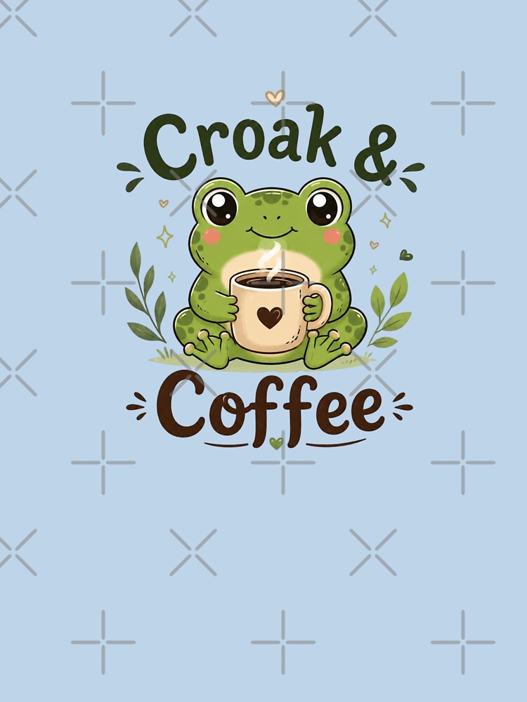 Cute Frog Coffee Lover – Croak & Coffee Kawaii Frog Coffee Design by Sanika arts