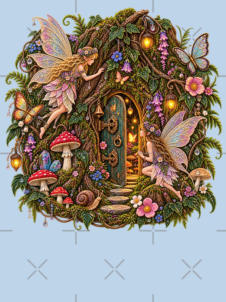 Fairycore Fairy Door Embroidery – Enchanted Woodland Fairy Garden by Emoji Emblems