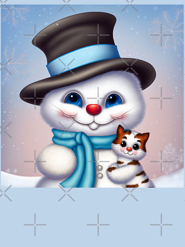 Fuzzy Snowman holding Kitten by GummywormDesign