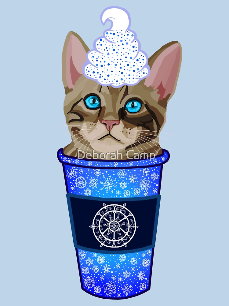 Christmas Snowflake Brown Tabby Cat Coffee by Deborah Camp
