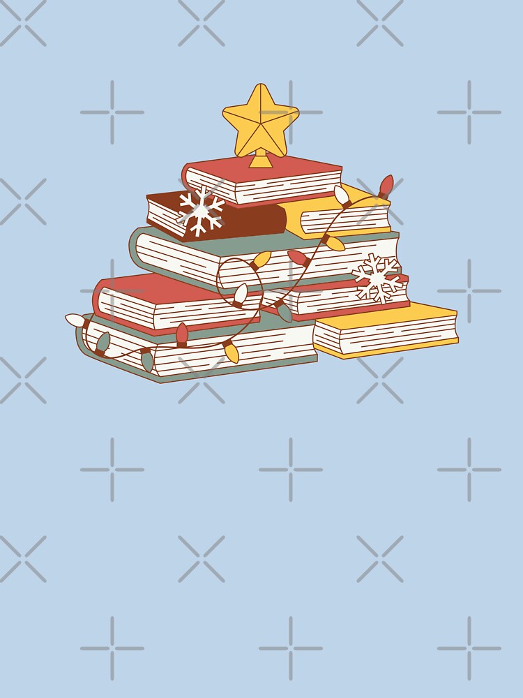 Retro Christmas tree book stack books for reading sticker by KWZCreates