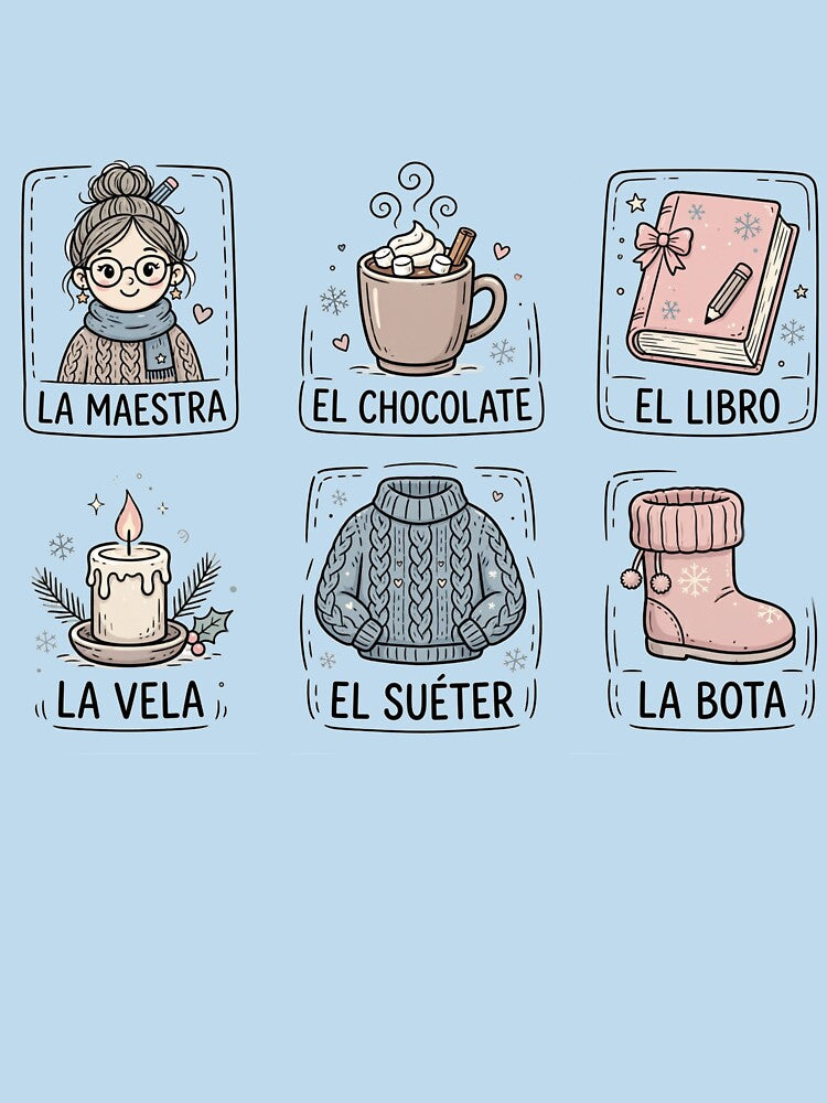 Cozy Winter Maestra Loteria Winter Spanish Teacher Shirt Hygge Maestra Christmas Gift by Yellowriversss