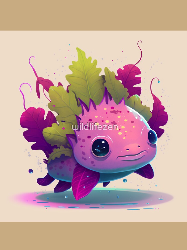 Pink Cute Axolotl - axolotl art by wildlifezen